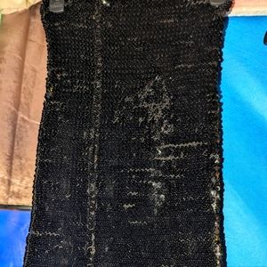Black mini sequin stretch dress